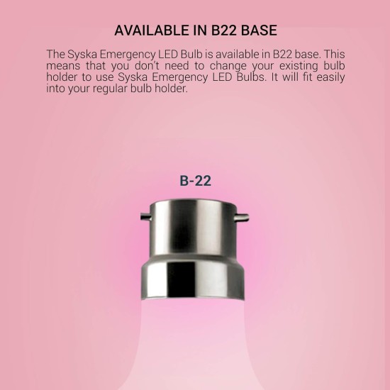SYSKA EMB-9W B22 6500K Cool Day Light Inverter Rechargeable Emergency Led Bulb
