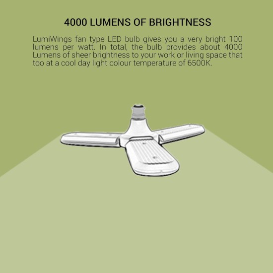 SYSKA Fab-4001 Fan Shaped Base B22 40-Watt Led Bulb (White, Pack Of 1,B22D)