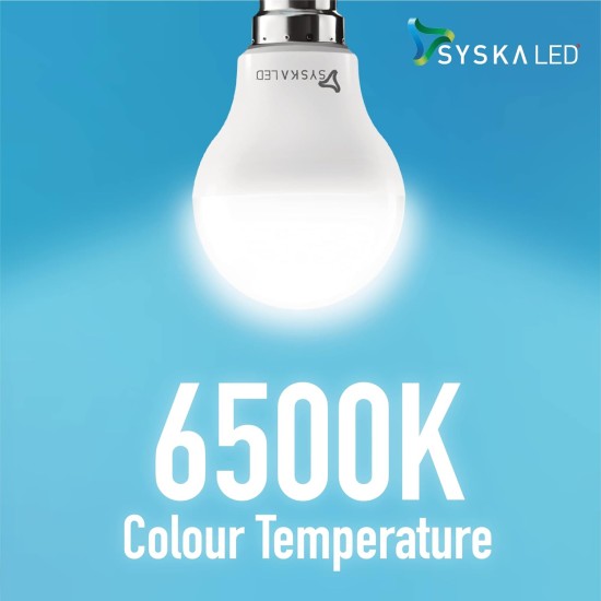 SYSKA SRL 9W B22 Led Bulb(Cool Day Light Bulb, B22D Base) - Pack of 10